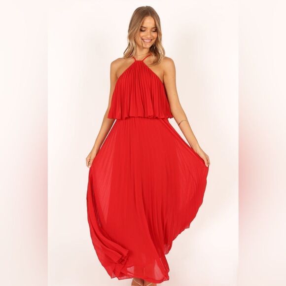 Petal & Pup Gia Pleated Halterneck Maxi Dress XL NWT $109 - Picture 3 of 7